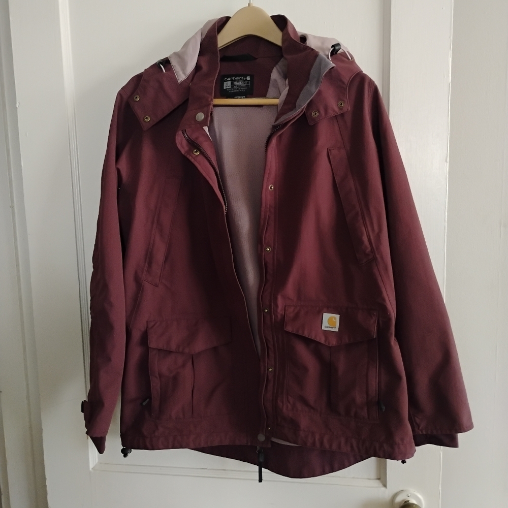 Carhartt Storm Defender Raincoat, Women's Large, Blackberry Color